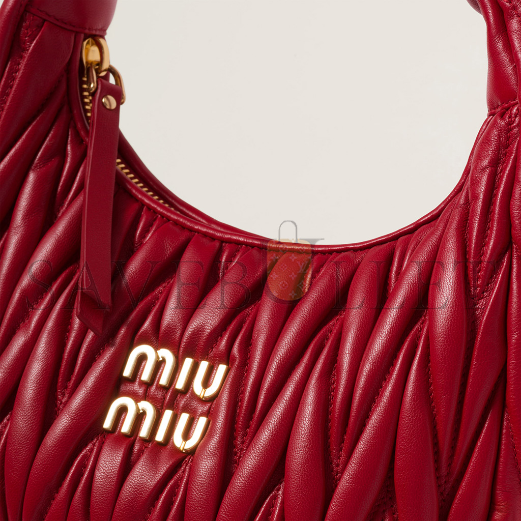MIU MIU WANDER MATELASSÉ NAPPA LEATHER HOBO BAG 5BC125 (20*17*6cm) MIU MIU WANDER MATELASSÉ NAPPA LEATHER HOBO BAG 5BC125 (20*17*6cm)